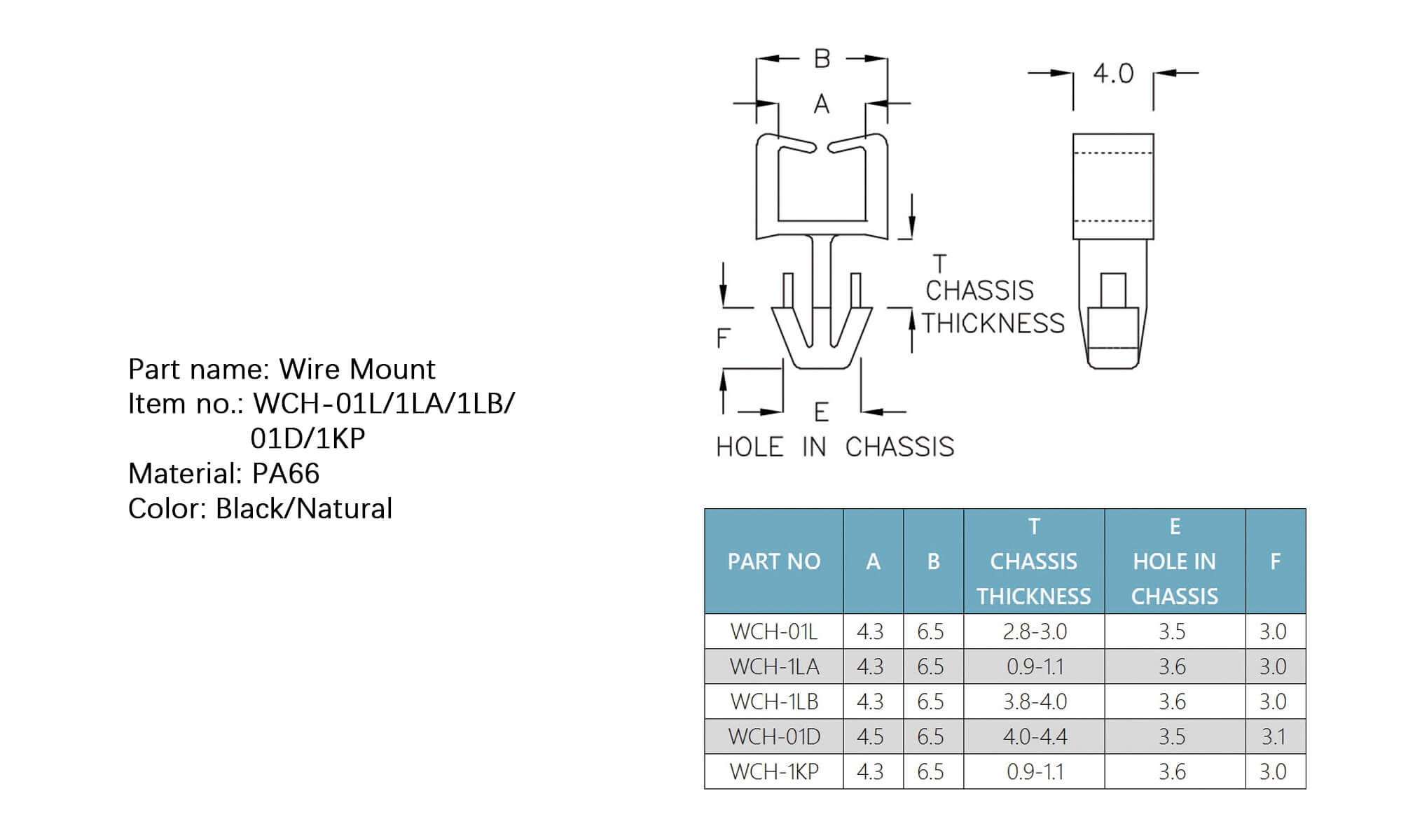 Plastic Wire Mount WCH-01L